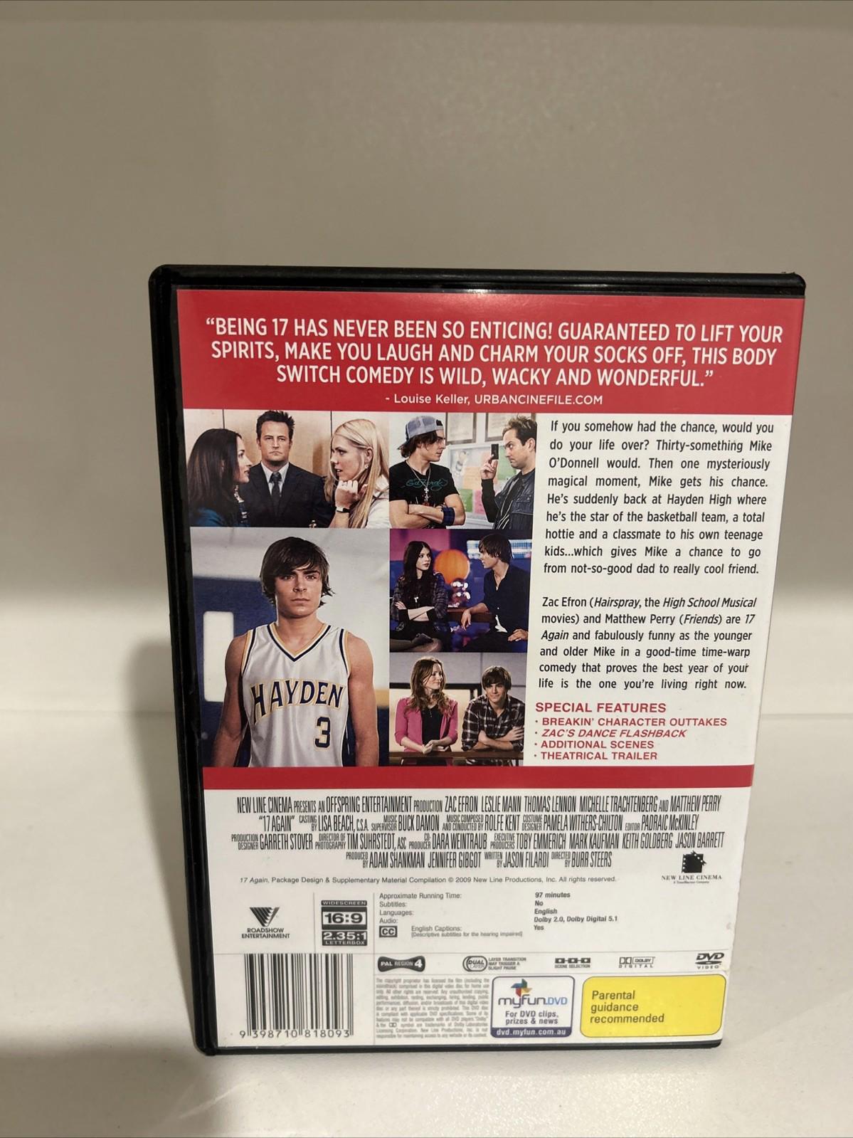 17 Again DVD Movie Region 4 PAL Zac Efron Leslie Mann Matthew Perry
